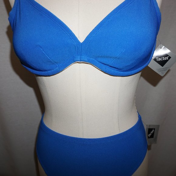Y2K Deadstock retro bikini High waist bra top electric blue 4 6 Small - Picture 4 of 7